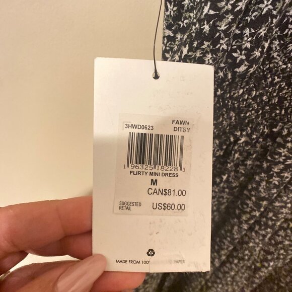 NWT Hurley Juniors' Keyhole Mini Dress - Fawn Ditsy, Size Medium - Picture 6 of 10